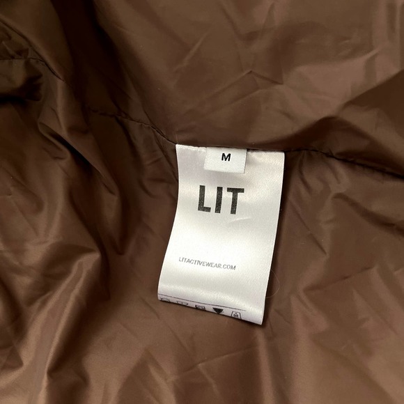 Lit Activewear New High Collar Oversize Loose Down Jacket in Brown Women Size M - Picture 15 of 16